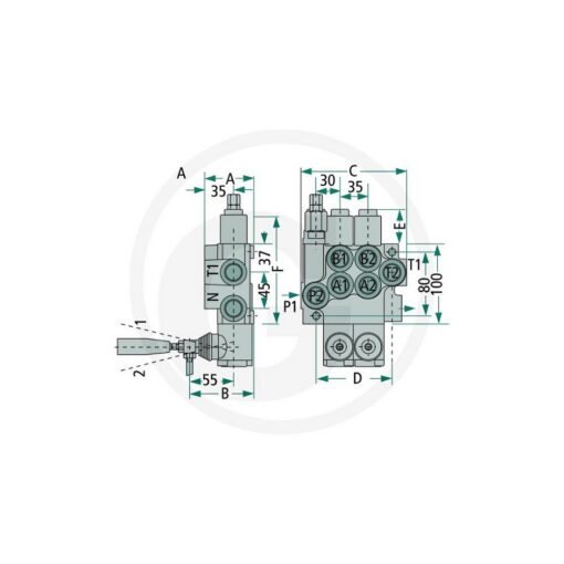 Alternative view of Distributore 3/8" 1 Leva Doppio Effetto 40lt 87000920 Granit